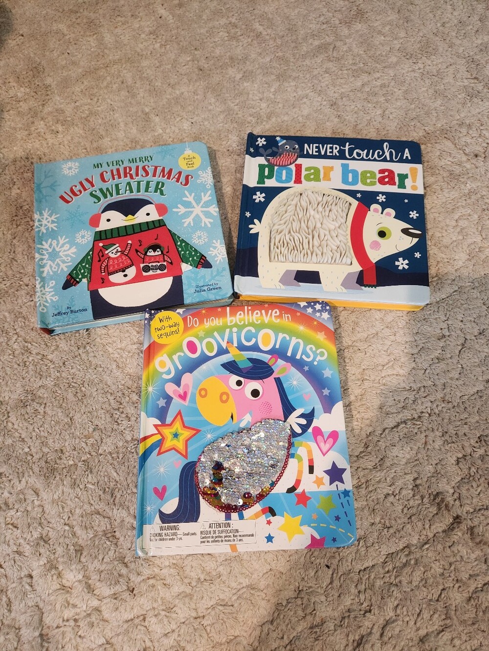 Never Touch A Polar Bear / Ugly Xmas Sweater / Groovicorn Board Books Bundle